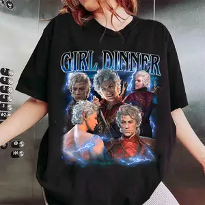 ASTARION Shirt, Girl Dinner Shirt, Astarion BG3 Vintage 90s Graphic Style, Gift For Gamers, Retro Bootleg Tee, Gift For Women and Man Casual Short Sleeve Tops
