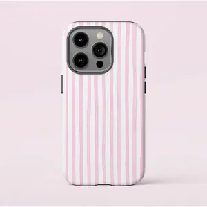 Pink Watercolor Stripes, Pink Minimalist Striped iPhone Case, Aesthetic Phone Cover, Pastel Protective Case for Iphone 16, 15, 14, 13, 12.