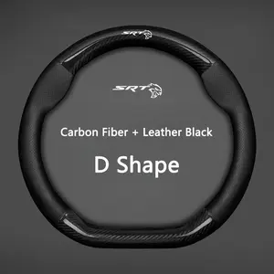 38cm Carbon Fiber PU Leather Non-Slip Car D Shaped Steering Wheel Cover, Breathable Anti Slip, for Dodge Srt RAM 1500 Sxt Dart Charger Avenger Challenger