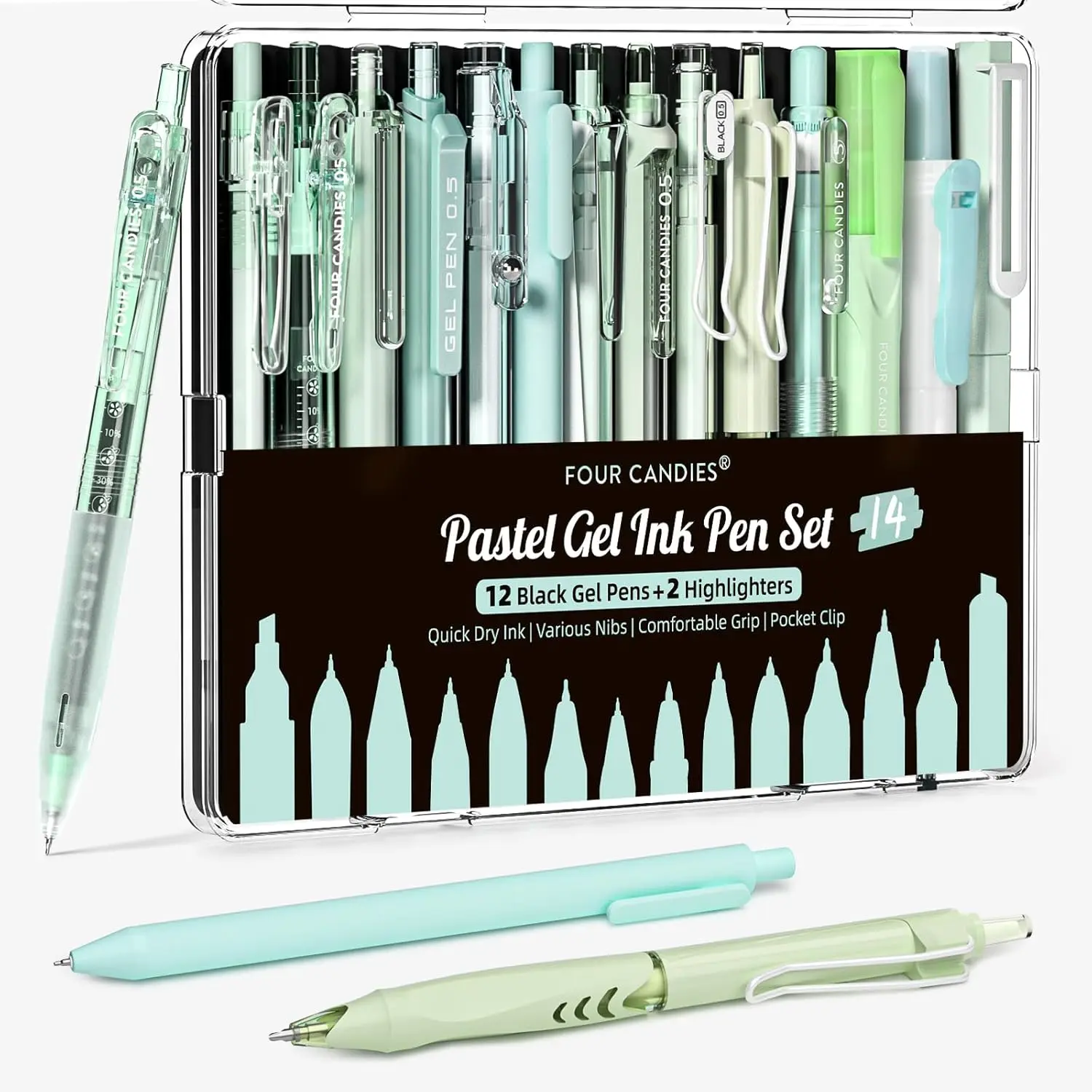 14pack/Green(black ink*12+ Highlighters*2)
