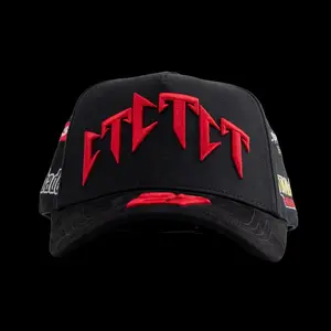 Barbas Hats CT RacingSnapback Cap – Black Adjustable Baseball Cap with Bold Red CT Embroidery, Streetwear Hat for Men & Women