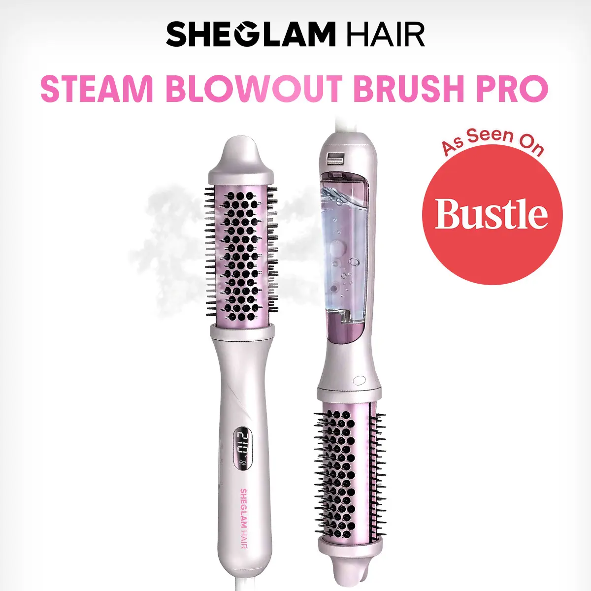 【Cardi-B Approved】SHEGLAM HAIR Hydra Shot Steam Blowout Brush Pro 1.5" 4-in-1 Steam Thermal Brush | 3X Faster Blowouts | Less Heat Damage | Anti-Frizz Nano Steam | Scald-Proof | Long-Lasting Glossy Volume | Bama Curl | Universal Voltage