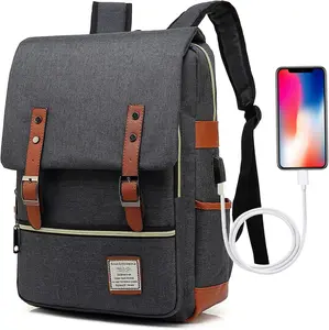 Laptop Backpack with USB  Port, Elegant Water Resistant Travelling Casual Daypacks College  Bag for Men Women, Fits up to 15.6Inch Laptop in Black