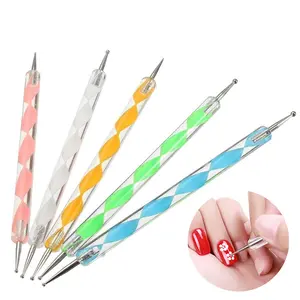 Professional 5-in-1 Nail Art Dotting Pen Set, Stainless Steel Dotting Tools for Nail Design, Multi-Purpose Embossing Clay Sculpting Pens, Creative Dotting Drill Guide, Decoration Dotting Art Kit for DIY, Nail Art Manicure, Flower Design Nails