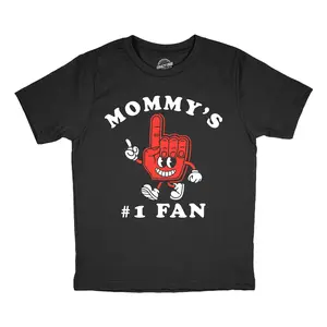 Youth Funny T Shirts Mommys Number 1 Fan Sarcastic Mothers Day Graphic Novelty Tee For Kids Funny T Shirts Mother's Day Tops for Kid Novelty Tees for Kids Black -