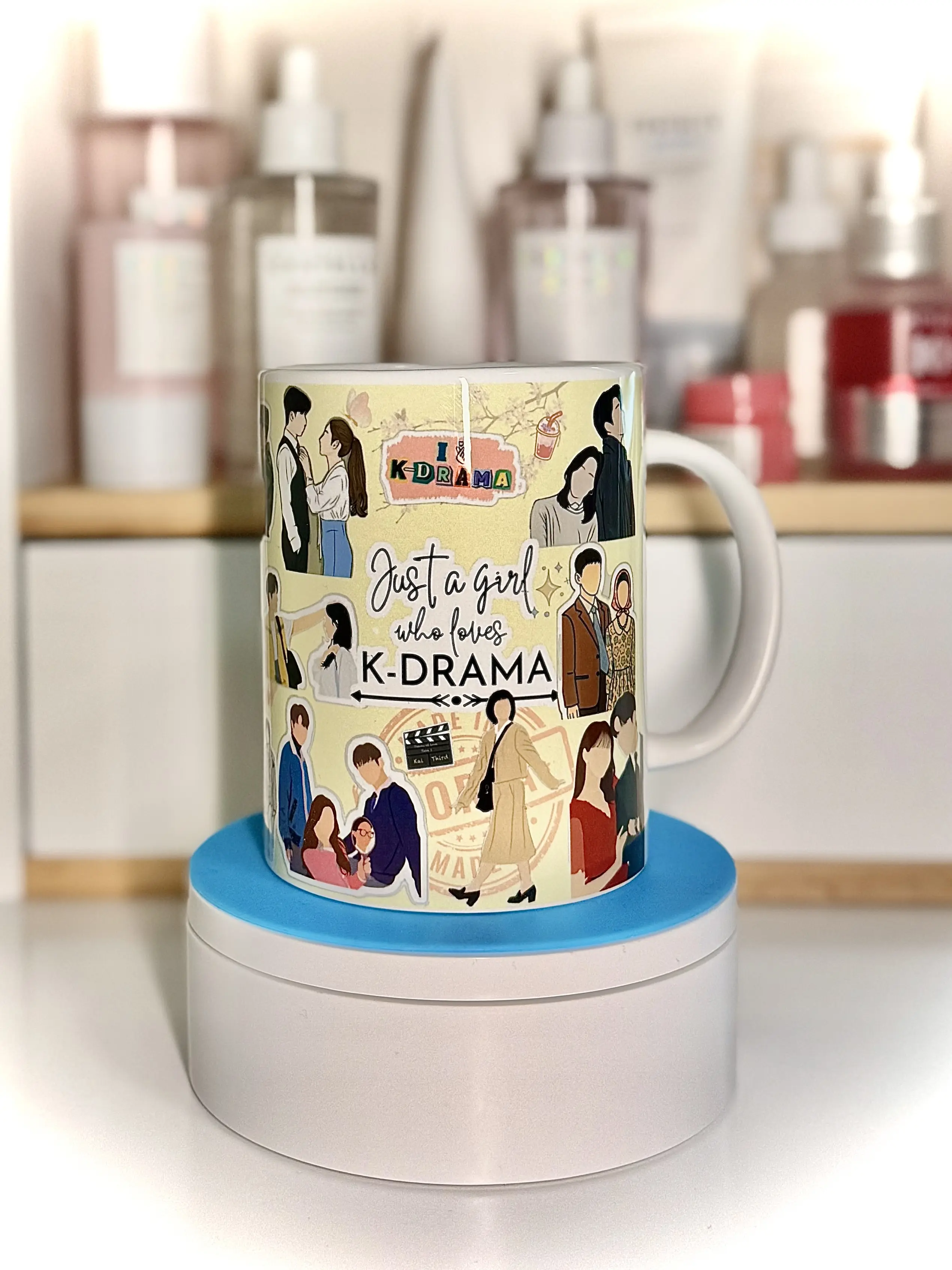 K-Drama Scene 15 oz Mug Personalized Cup for K-Drama Lovers with Character Illustration Aesthetic Drinkware Gift for Drama Fans ceramic