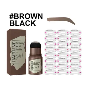 Hairline & Eyebrow Stamp Kit (Black) with Stencil – Natural Quick-Fill Eyebrow Powder, Lazy Makeup Stamp for Fast Hairline and Brow Shaping