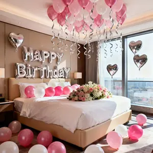 1  Set Featuring 16-Inch Silvery Birthday Letter Balloons And 18-Inch Silvery Heart-Shaped Foil Balloons, Perfect for Birthday Parties, Valentine'S Day, Proposals, Weddings, Birthday Gifts, Anniversaries