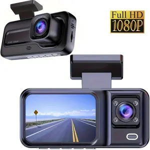 Dual Lens Dash Cam 1080P Front + 720P Inside, Night Vision, G-Sensor, Parking Monitor, Loop Recording, Adhesive Mount, 12V Car Plug Powered, Car Dash Cam, Automotive Dvr Camera, Automotive Dashcam, HD Driving Recorder