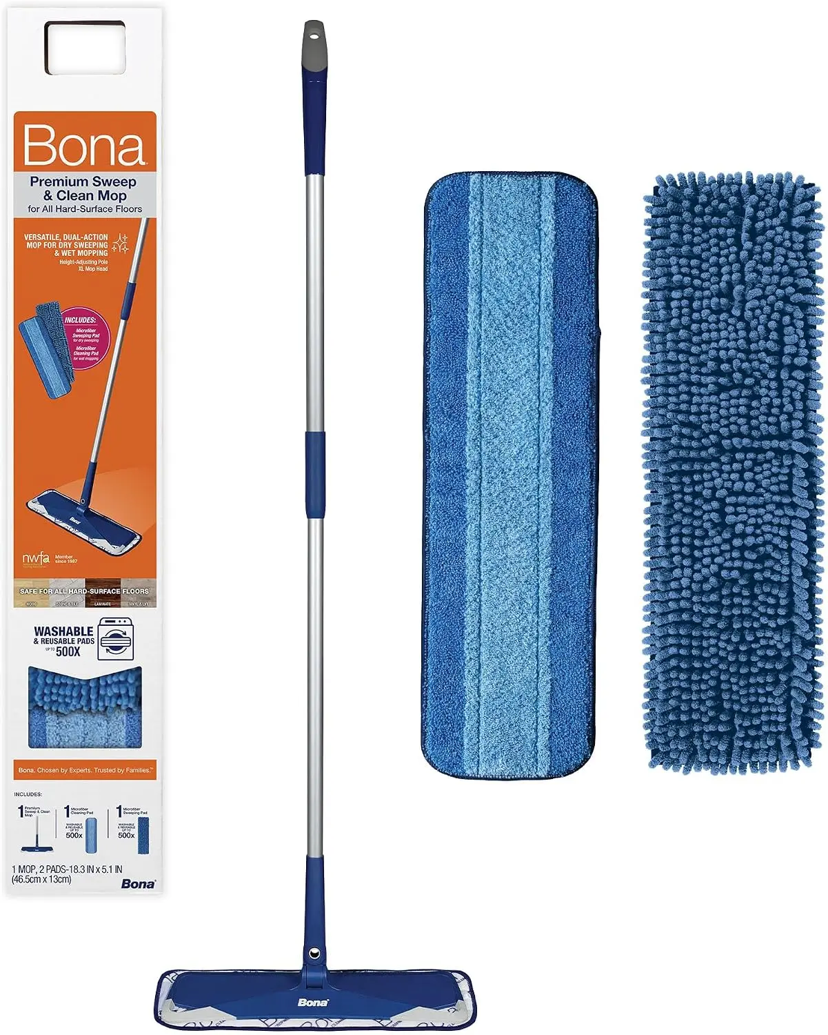 Bona Premium Sweep & Clean Mop, Multi-Surface Floor Mop for Hardwood, Tile & Hard Floors
