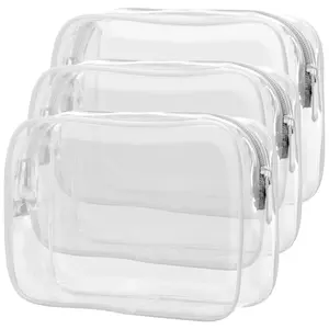 TSA Approved Clear Toiletry Bag - Quart Size Travel Cosmetic Pouch for Airplane Carry-On | Leakproof PVC, Durable Zipper, See-Through Makeup Organizer Luggage