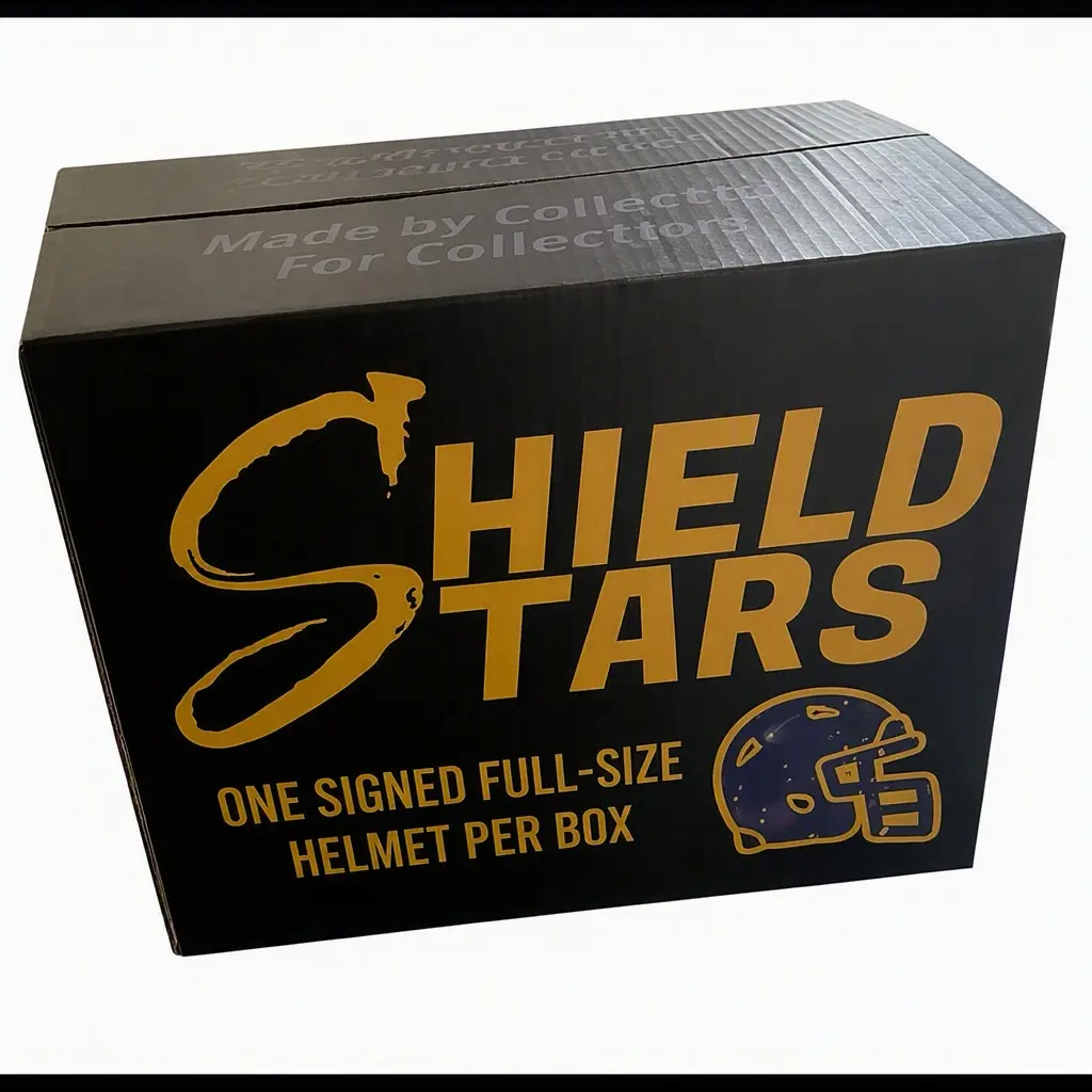 Pick your Team - 10 BOX Break Signed NFL Helmet Collectible Sports Memorabilia Break - VO Hobby Shield Star, Team Selection Option, Live Event for Football Fans, 1-in-32 Win Chance, Includes Sports Trading Cards & Signed Helmets