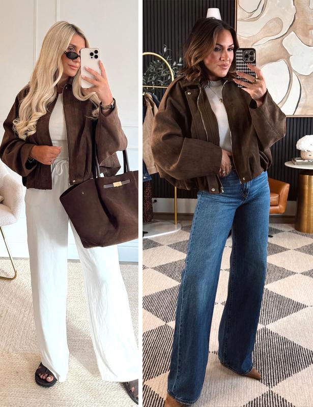 HVEWARM Women's Faux Suede Bomber Jacket Fall Winter Lapel Pilot Coat Casual Oversized Long Sleeves Zip Up Trendy Streetwear Outerwear Soft Luxe Look Classic Trendy Twist HVEWARM Women's Faux Suede Bomber Jacket Fall Winter Lapel Pilot Coat Casual Oversized Long Sleeves Zip Up Trendy Streetwear Outerwear Soft Luxe Look Classic Trendy Twist