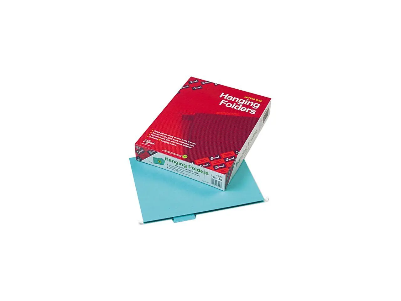 Smead 64058 Hanging File Folders, 1/5 Tab, 11 Point Stock, Letter, Aqua, 25/Box
