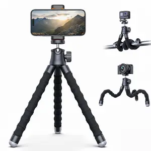 Lentok Flexible Tripod Stand for iPhone and Camera Portable Octopus Mini Phone Holder with Cold Shoe Mount for Vlogging and Travel