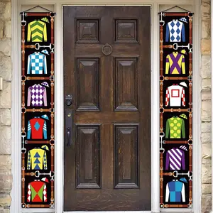 Derby Porch Banner Run for the Roses Kentucky Attire Party Front Door Sign Wall Hanging Banner Decoration Pudodo