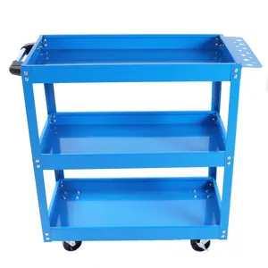 D ProTool Heavy Duty Steel 3 Tier Rolling Tool Cart with Lockable 360 Degree Casters 450 LBS Capacity for Garage Warehouse Workshop