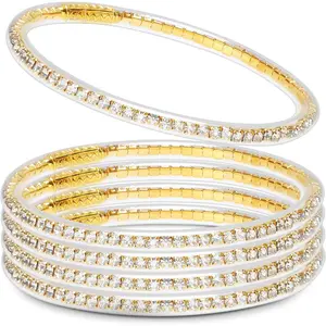 Glitter Jelly Bangles Bracelets for Women - Soft Silicone Glitter Filled Bracelet, Bowknot Sparkling Fashion Bangles for Ladies, Girls