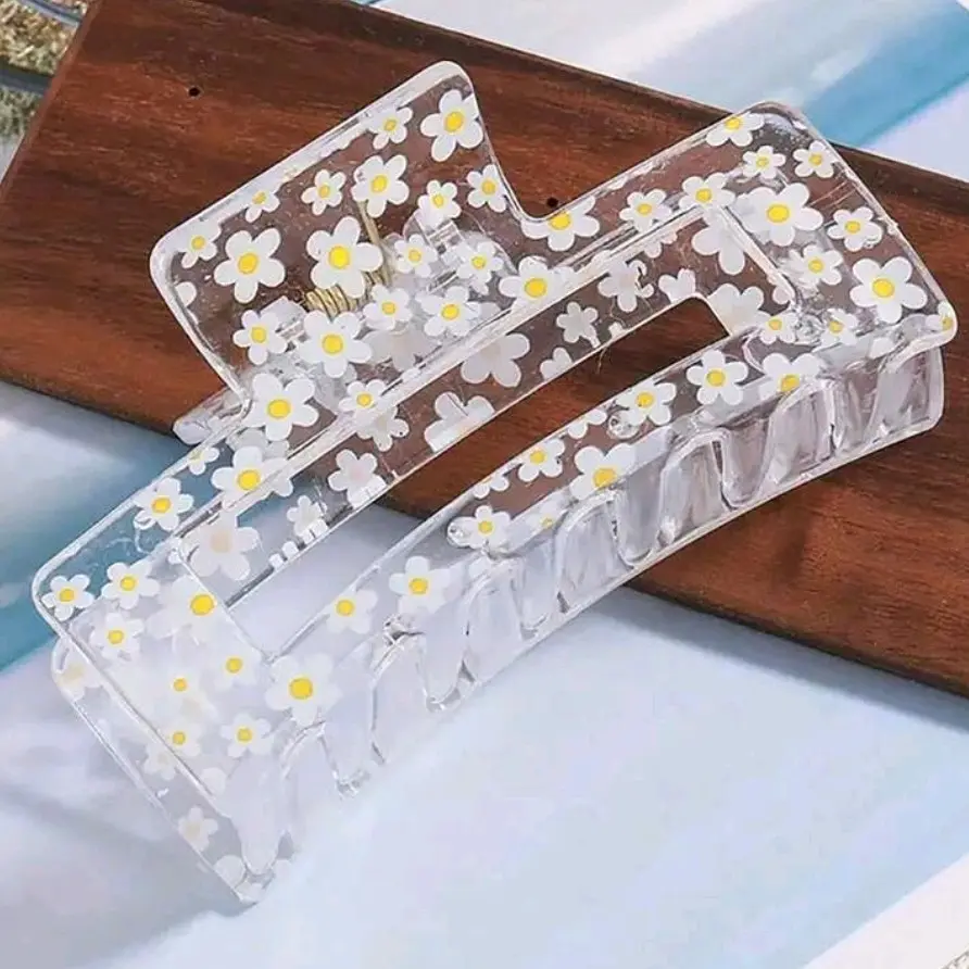 Transparent Daisy Floral Hair Claw Clips