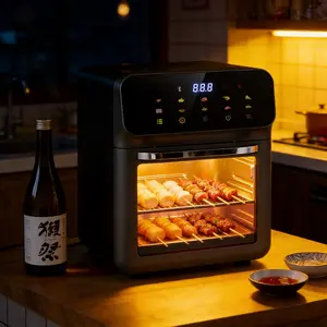 1PC Household Transparent Glass Window Air Fryer, Multifunctional Convection Oven 1350W High Power Fast Heating, for Family Gatherings – Visual Airfryer, All-in-One Countertop Oven, Healthy Cooker