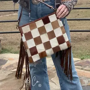 Longhorn Trail Cowhide Checkered Purse