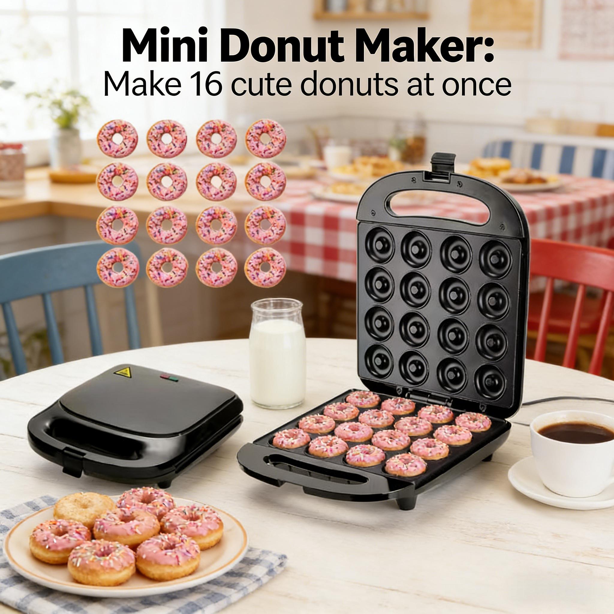 1000W donut machine, double-sided heating, with detachable non stick board, suitable for home, kitchen, cake, pancake, nut, snack or dessert, US standard two plug