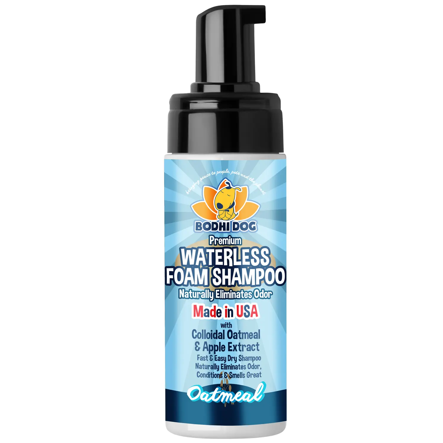 Bodhi Dog Waterless Foaming Dry Shampoo - Natural Pet Shampoo for Dogs & Cats, No Rinse Required, Made in USA, Contains Oatmeal & Apple Extract