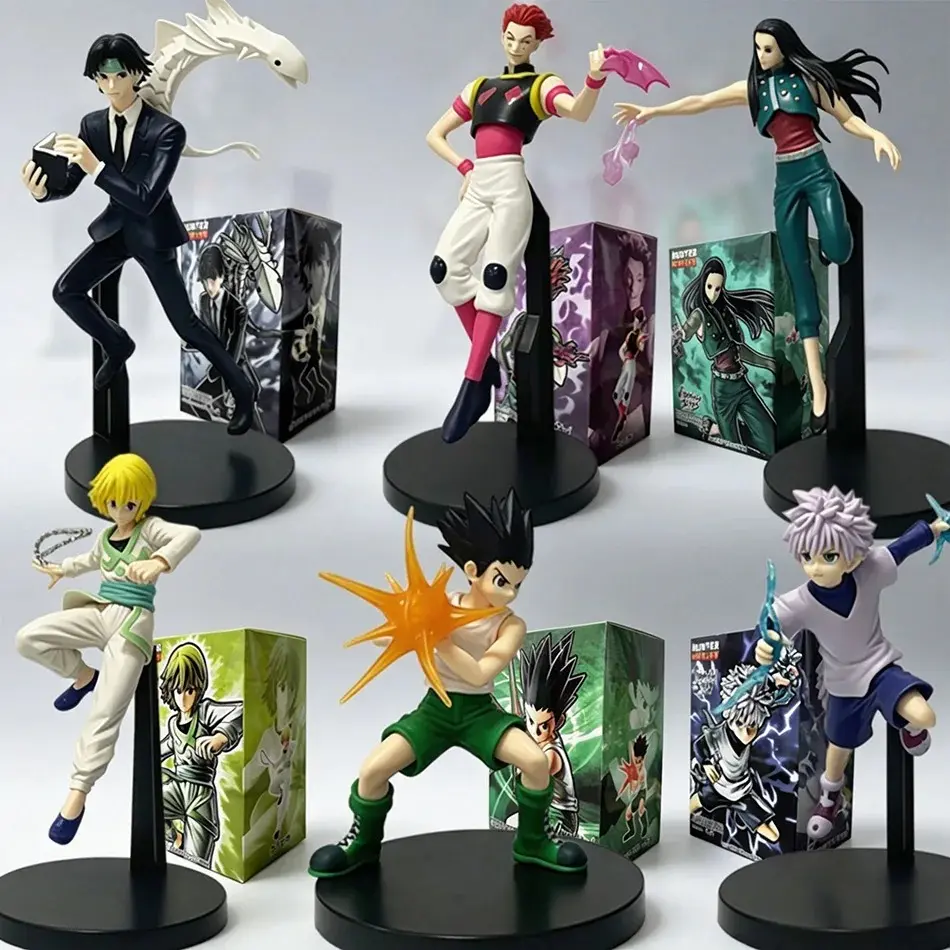 6-Piece Anime Character Set (Battle Poses): Gon, Killua, Kurapika, Illumi, Hisoka, and Chrollo – PVC Action Figure Collectible Models/Toys/Gifts