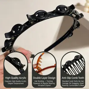Braided Hairband Small Clips Hold Bangs Securely Multi-Layer Hollow Out Braiding Headband Trendy Hair Clip Top Clip Hair Card