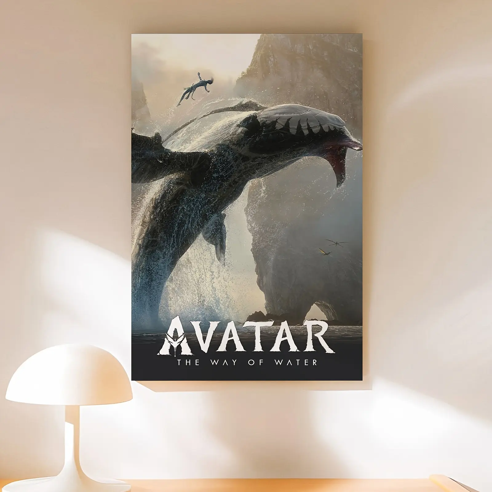 Avatar The Way of Water Waterproof Art Print - Framed/Unframed Movie Poster with Pandoran Tulkun & Na'vi Scene, Artistic Artwork, Easy-to-Clean Hanging Decoration Gift for Bedroom, Dining Room
