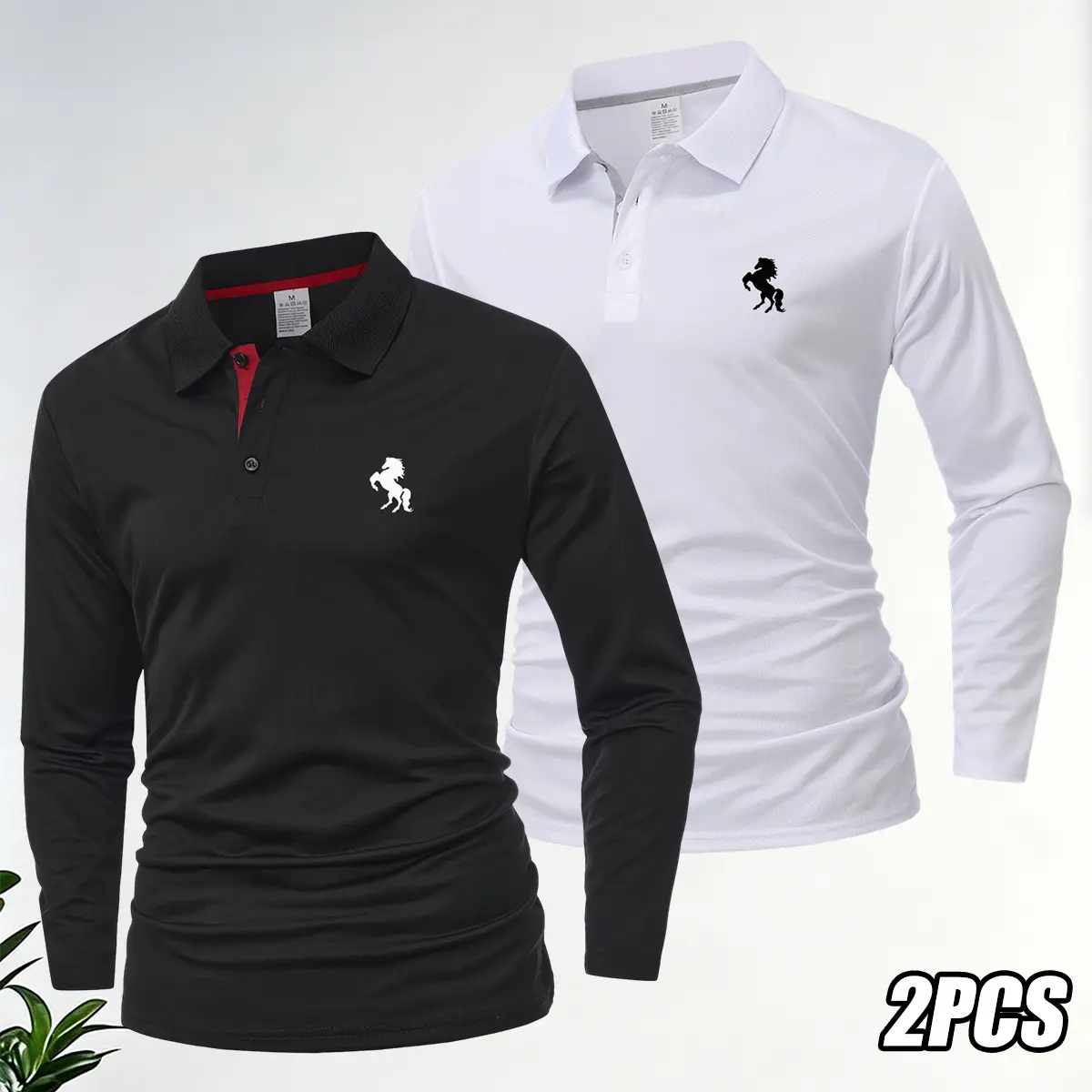 2 men’s long-sleeve polo shirts, loose and comfortable—suitable for golf, tennis, badminton, and everyday business occasions; 2026 autumn new arrival apparel, men’s polo tops, men’s clothing, a gift for him
