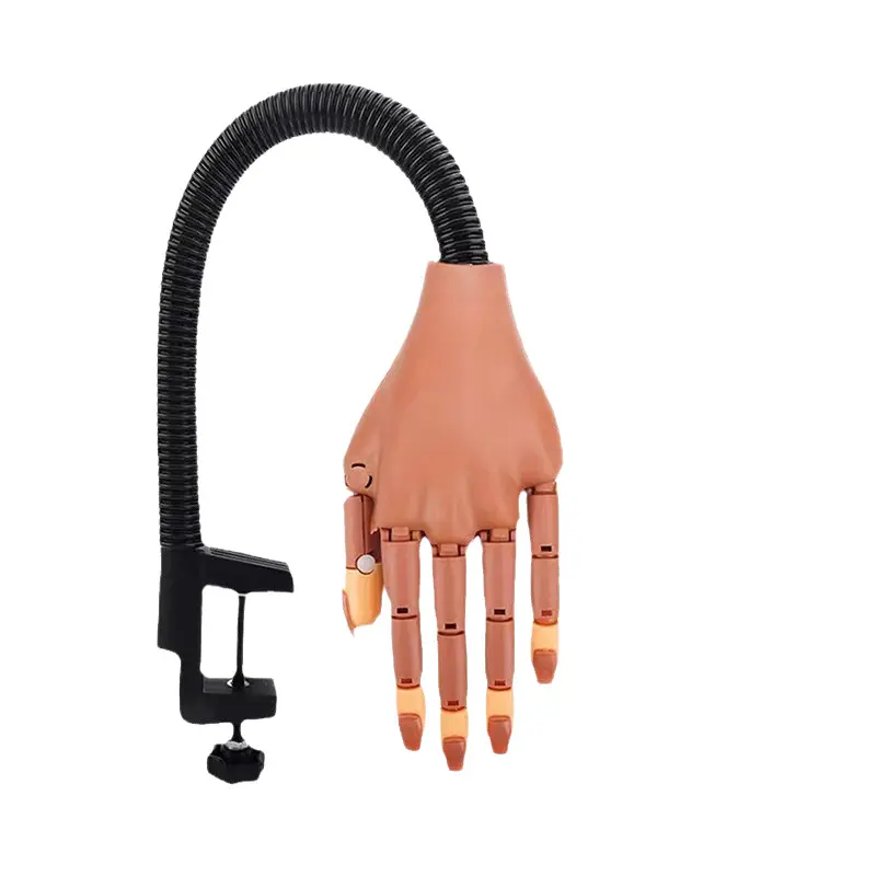 Flexible Articulated ABS Practice Hand for Beginners, Manicure Training Mannequin with Magnetic Base and 100 Tips, Nail Supplies Gift for Techs
