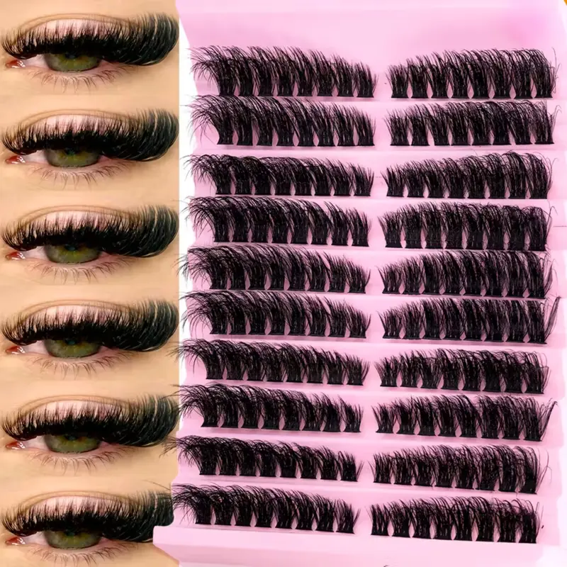 160PCS DIY Individual Lash Clusters – D Curl (10-18mm), False Eyelashes Extensions Set, Synthetic Lashes, Wide Stem For A Natural Or Thick Look, Reusable Eyelash Extension Kit For Home, Daily Wear, Weddings, Parties