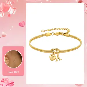 Turandoss 14K Gold Plated Knot Heart Initial Bracelet for Women - Dainty Personalized Letter Bracelet - Meaningful Jewelry Gift for Her