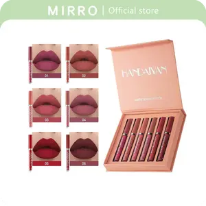 6Pcs Lipstick Makeup Set, Satin Texture Plumping Matte liquid Moisturizing Long-Lasting Wear Non-Stick Cup Not Fade Waterproof Smudge Proof Lip Gloss Suitable for All Occasions Party, Girls and Women Makeup Accessories Glossy Cosmetic Lip Care Moisturizer