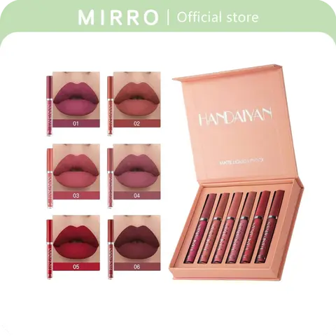 Women's 6-Piece Bright Matte Lipstick & Lip Gloss Set - Color Lipstick & Lip Gloss Makeup Products, Satin Texture Plumping Formula, Moisture-Rich, Long-Lasting, Waterproof, Non-Stick Cup, Smudge-Proof, for Friends, Dating, Parties, All Skin Types