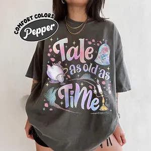 Comfort Colors Fairytale Book Club Legend Shirt, Playful Tale As Old As Time Princess Tee, Aesthetic Golden Rose Library Outfit, Trendy Bookish Reader Floral Design, Premium Oversized Nostalgic Storybook Gift