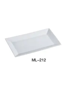 Yanco ML-212 Attractive Durable Porcelain Rectangular Dinner Plate, Super White - 12x8 in - Pack of 12