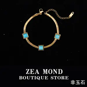 Titanium Steel Snake Bone Chain Resin Non-Jade Women's Bracelet 12-XL-97 DJY-SL-1