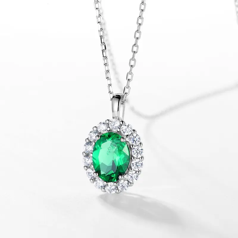 Cultivated Emerald Pendant Women S925 Sterling Silver Necklace dad cross Golden Stainless Steel Fashion Rose Gold Multi-Strand Heart girls hello kitty things hollow mystery jewlery for hip hop Oil Drop Initial boys merch keychains Blue and White Charm