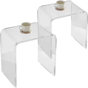 VEVOR Acrylic Side Table, U- Shaped Coffee Table, Clear Acrylic End Table with Waterfall Edges for Drink, Food, Snack Used in Living Room BedroomVEVOR Super Brand Day