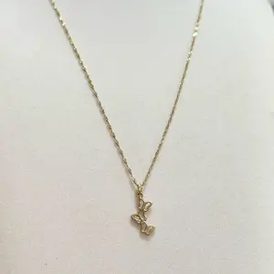 14K Gold Necklace with Butterfly Pendant - 18 Inch Twist Chain Elegant Design for Casual & Formal Wear pendant necklace