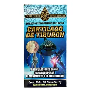 Cartílago de Tiburon suplemento 60 cápsulas.  Dietary Supplement 60 Capsules - Supports Healthy Arterial Pressure, Supports Fitness, Natural Formula, Edible - Vitamin Healthcare Bathroom