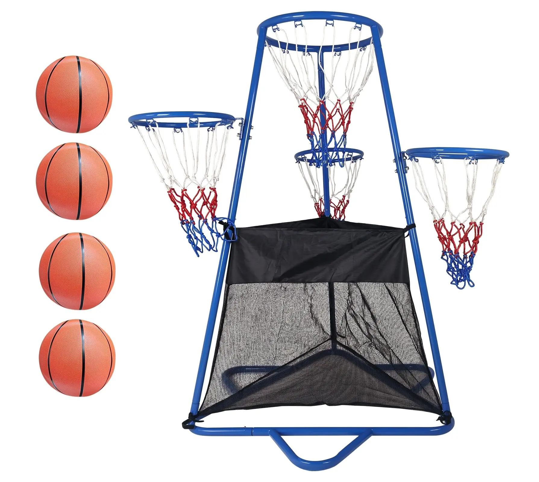 4 Hoop Portable Basketball Set for Kids 3-8 – Indoor & Outdoor Basketball Goals with 4 Balls & Air Pump – Toddler Preschool Sports Playset for Backyard, Playground & Home