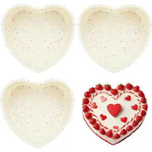 3 count  Heart Shaped Cake Pans 5 Inches Mini Heart Shaped Cake Pans Nonstick Heart Baking Cake Mold for Birthday, Wedding (white dot, 5inch-3pack)