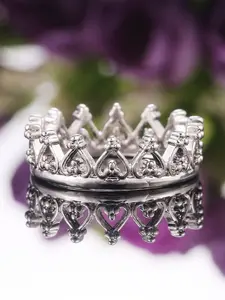 1 PC Cute Crown Heart Design Ring For Women For Anniversary Party Gift Jewelry