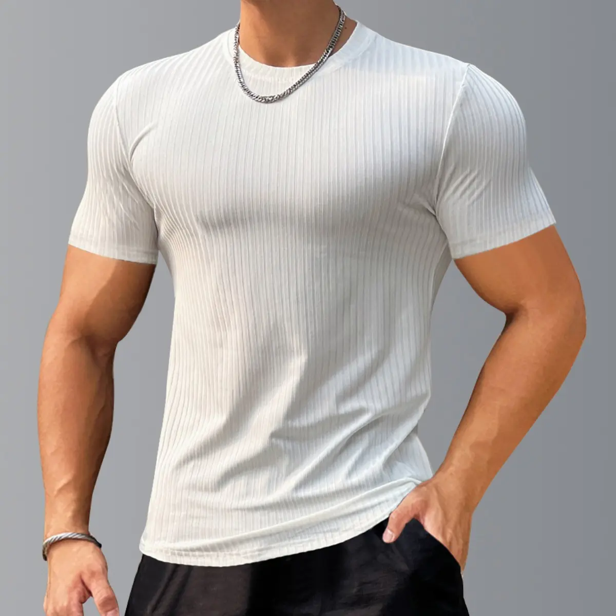 Men's Raglan Sleeve Tee, Athletic Tapered Fit, Arm-Enhancing Sleeves, Menswear Wrinkle-Resistant Stretch Fabric Gym Workout T-Shirt Fitness Running Tops