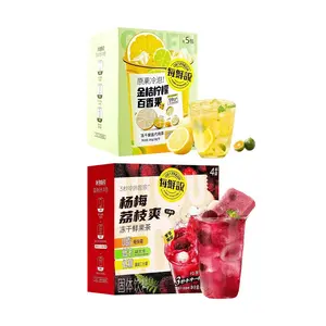 Mei Xian Shuo Freeze Dried Fruit Tea Combo Pack - Yang Mei Lychee & Kumquat Lemon Passion Fruit Flavors (2 Boxes, 160g Total) - Real Fruit Chunks, Hot & Cold Brew, 0 Fat, Low Calorie, Yami