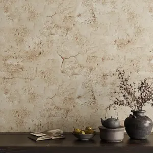 32" x 118" Tan Cracked Concrete Wallpaper Distressed Limewash Wallpaper Peel and Stick Waterproof Self Adhesive Concrete Contact Paper for Countertops Removable Cement Wall Paper for Bedroom
