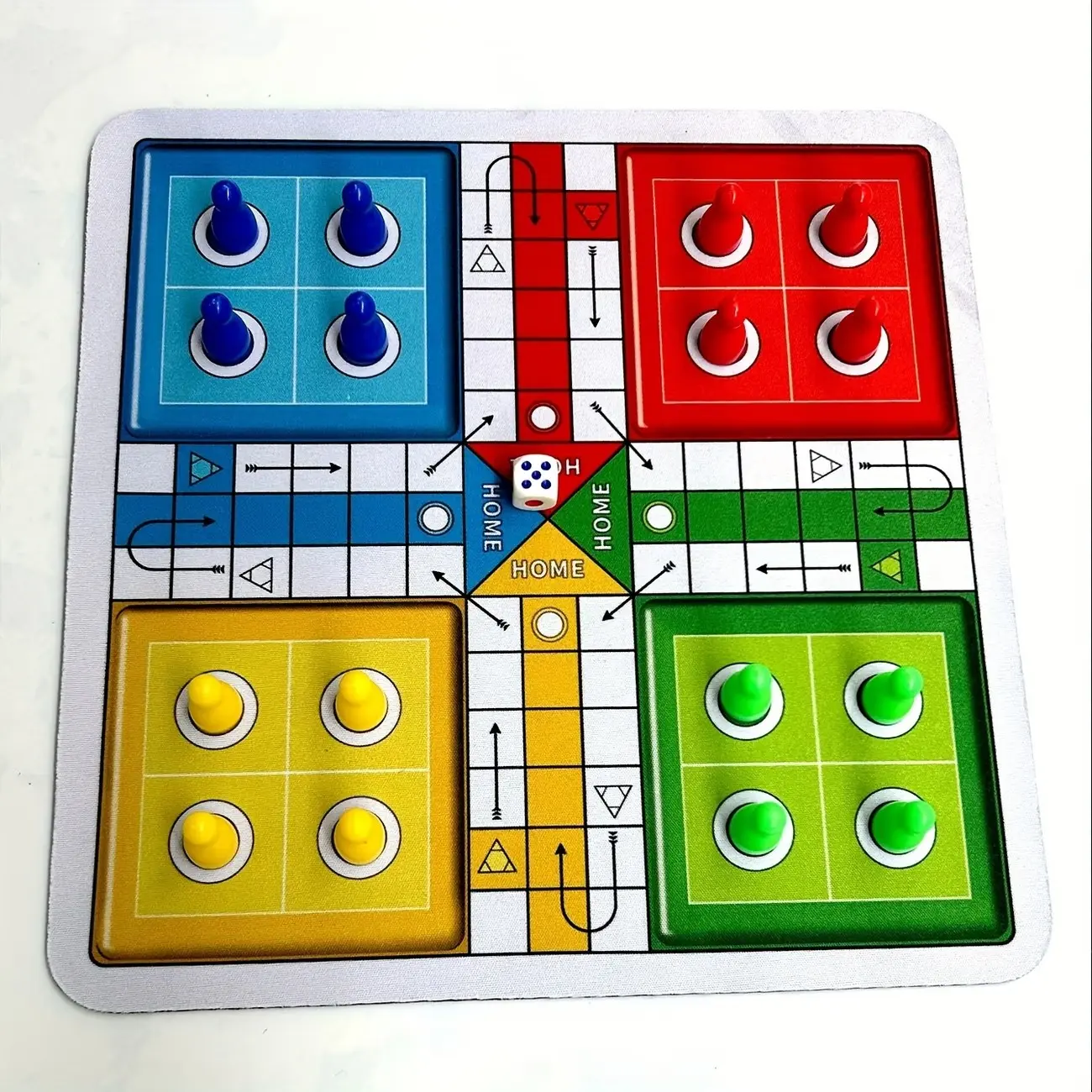 Portable Classic Ludo Board Game with Dice & Game Pieces, Travel Friendly Tabletop Games for 2-4 Players, Family Party Christmas & Back To School Competitive Gift Set